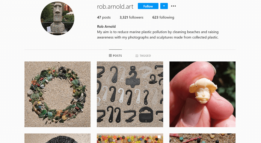 Rob Arnold's Instagram account where he chronicles in interesting photographs plastic litter he's sifted from his local beach